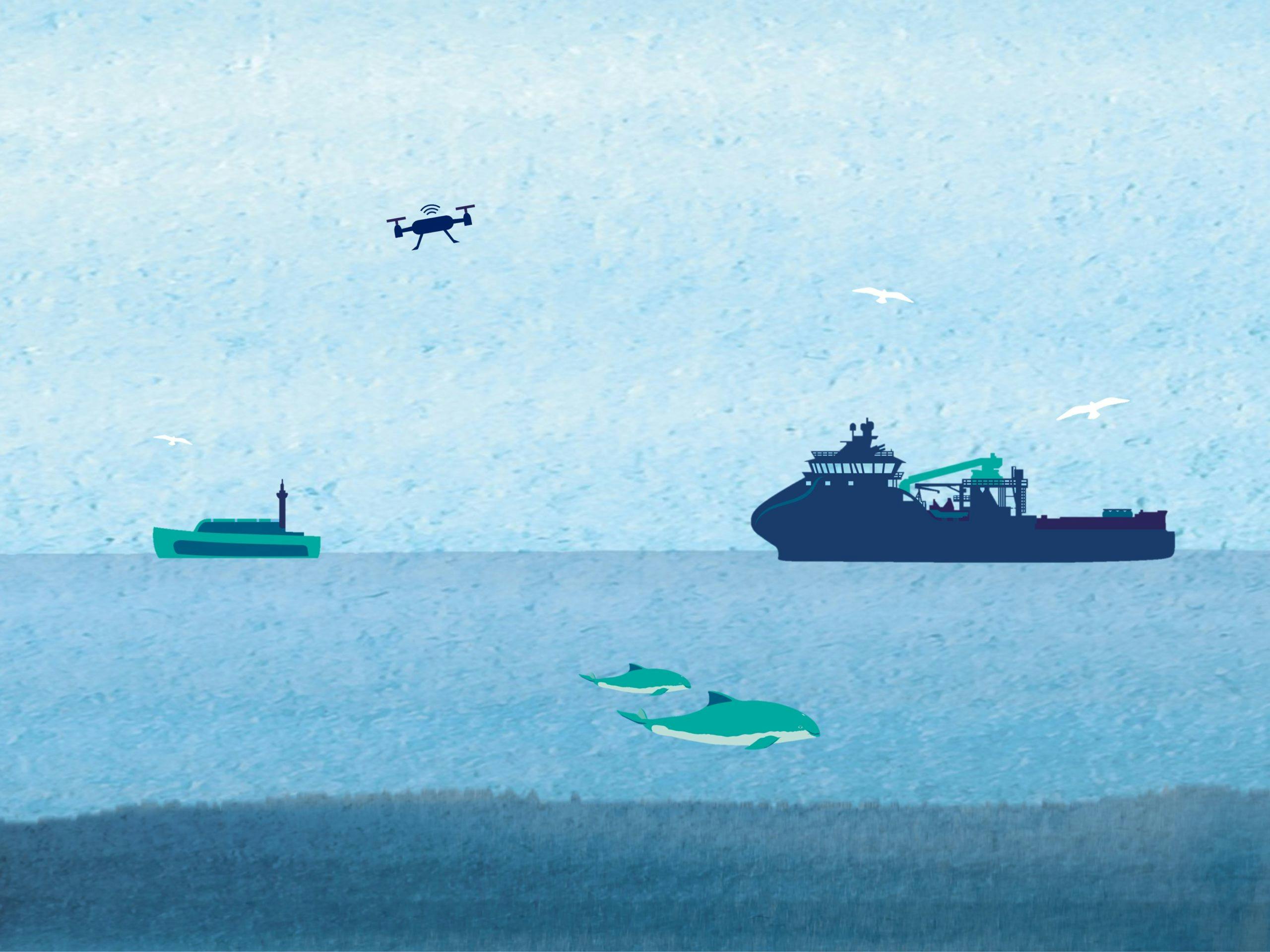 Illustratie boten en drones